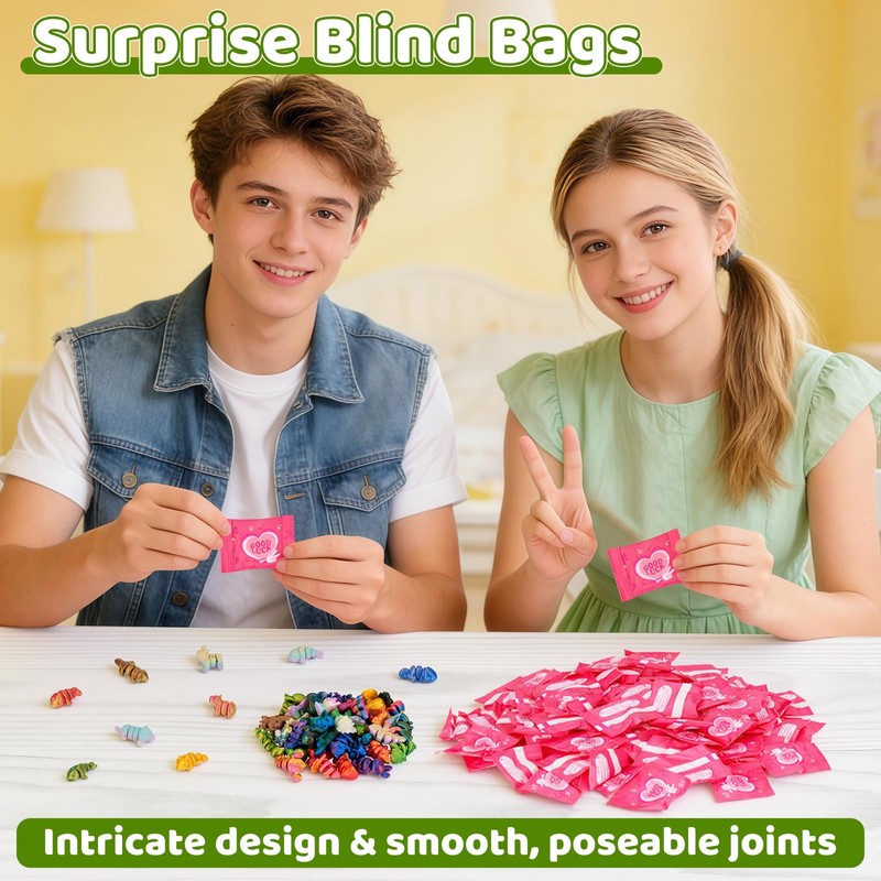 SelfTek 100 Pcs 3D Printed Mini Animals Blind Bags