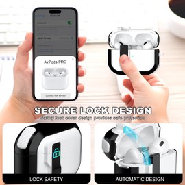 MHYALUDO for AirPods Pro Case (2nd/1st Gen), Dual-Color Design with Automatic Pop-Up Lid, Includes Cleaning Tool, Durable and Shockproof, Compatible with Wireless Charging, White/Black