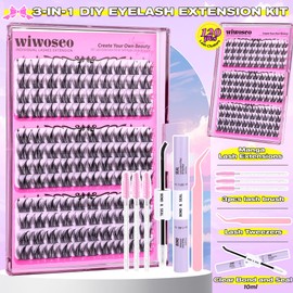 wiwoseo Manga Individual Eyelashes Individuals Kit Fairy Cluster Lashes Kit Lashes Individual Cluster Lashes with Bond and Seal Lash Glue Natural Eyelash Clusters Spike Lashes Clusters for Beginners