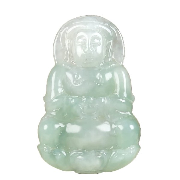 Natural A Jadeite Jade Carved Kwan Yin Goddess Pendant Amulet