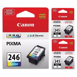 Canon PG-245 XL High Capacity Black (2X) + CL-246 Color Ink Cartridges