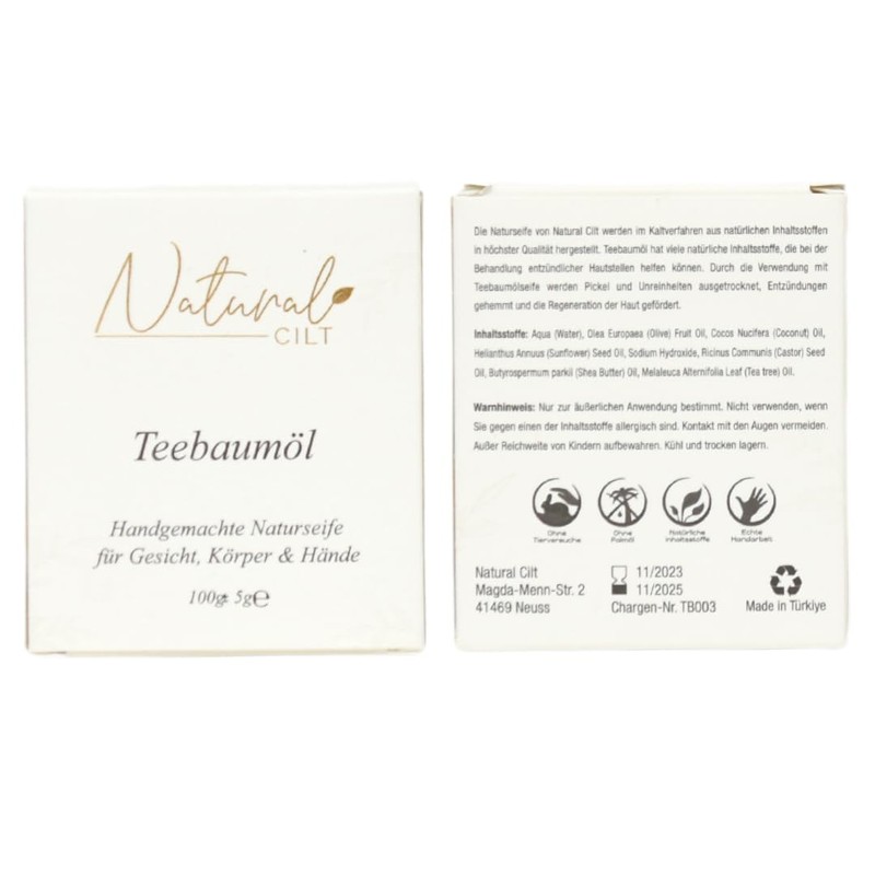 Natural Cilt Tea Tree Oil Soap, 100% Natural Soap, Without