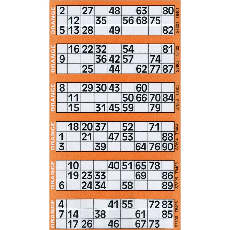 Jumbo Bingo Tickets pads 6 to view (Orange)