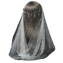 Shining Lace Wedding Veil Bride Headpiece Elven elf Wedding dress Accessory Ethereal Goddess Headwear
