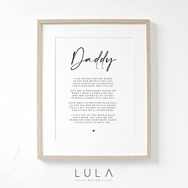 Lula Design Daddy Poem A4 or A5 PRINT- Fathers Day Gift, Daddy Birthday Gift, A poem for Daddy, Fathers Day Gift for Daddy from Child Children, Dad Gift