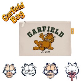 ARDITEX, Toiletry Bag, Fabric Toiletry Bag with Zipper, Ideal for Organizing Cosmetics or Small Things, Durable Cotton, 22.5 x 16 cm, beige, GARFIELD