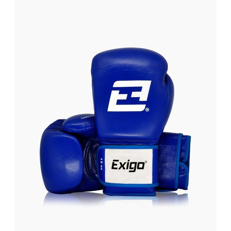 Exigo Contender Leather Sparring Boxing Gloves (Black, 16oz)