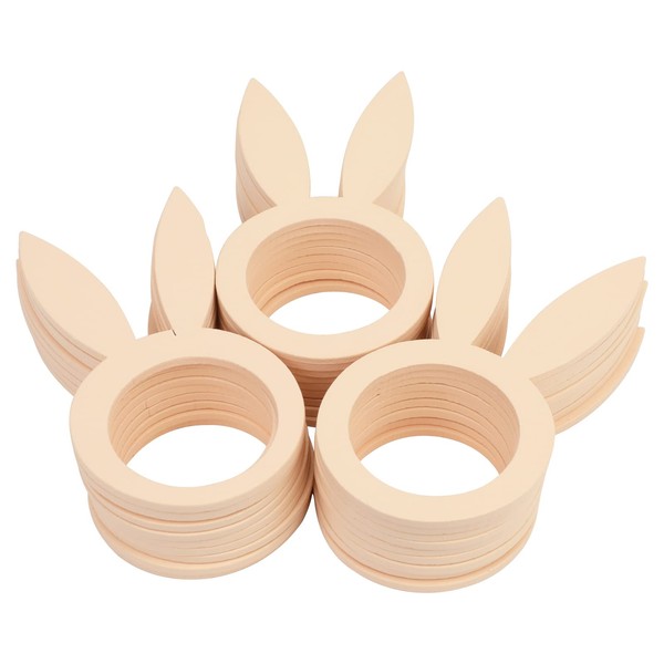 MWOOT Pack of 30 Easter Napkin Rings, Easter Bunny Napkin Holder Made of Wood for Easter Breakfast Lunch Dinner Party Banquet Table Decoration DIY Crafts Easter Decoration Accessories