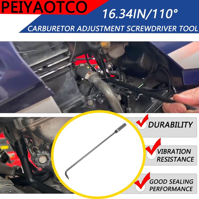 PEIYAOTCO 16.34in Pilot Screw Adjusting Tool 110° Angled Head Carburetor