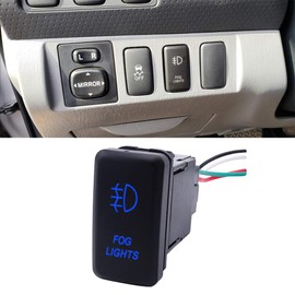 WeiSen Push Switch with Fog Lights Symbol Blue Backlight ON-Off with Connector Wire Kit Compatible with Toyota