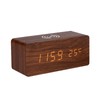 Digital Wooden Alarm Clock Electronic LED Time Display for Bedroom