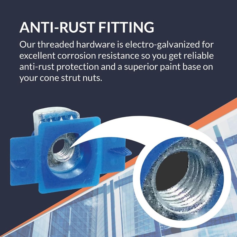 Nylon Channel Squeeze Nut, 3/8"-16 Strut Channel Cone Nuts(100 Pcs),