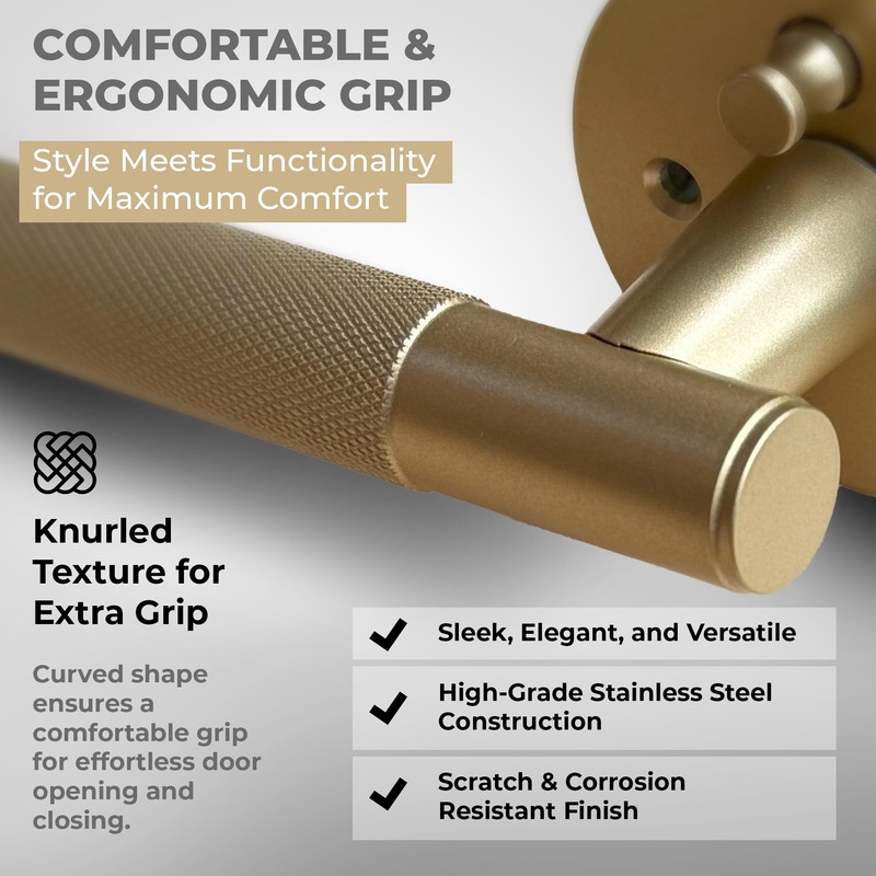 Litlheim Privacy Knurled Brass Door Handle - Durable, Stylish Interior