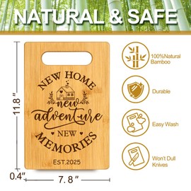 2025 Housewarming Gifts for Friends, Realtor Closing Thoughtful Gifts for Home Buyers with Bamboo Cutting Board, New Apartment First Home Gifts for Neighbor Women - New Home New Adventure New Memories