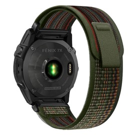 26mm Watch Bands for Garmin Fenix 8 51mm/7X/7X Pro/Fenix 6X Series/Fenix 5X Series/Tactix 7 pro, Quick Fit, Comfortable, Breathable, Nylon Sport Wristband Replacement Strap for Enduro 3 - Green