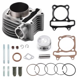 Mokuo GY6 61mm/2.40" Cylinder Top End Rebuild Kit with Piston Ring Gasket in Aluminum Alloy Material,Fit for Chinese GY6 4-stroke 170cc 152QMI 157QMJ Engine,61MM