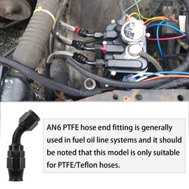 CNWZYMX AN6 Hose End Fitting PTFE Elbow 45 Degree Swivel Adapter for Teflon Aluminum Black 2PCS