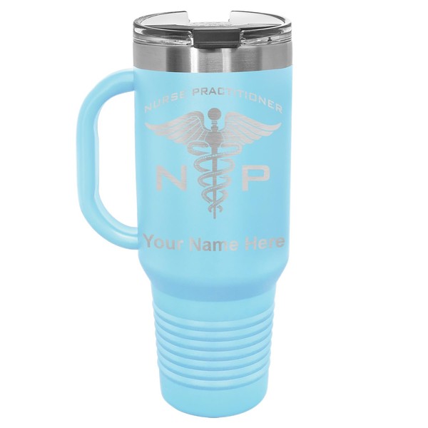 LaserGram 40oz Vacuum Insulated Travel Mug with Handle, NP Nurse