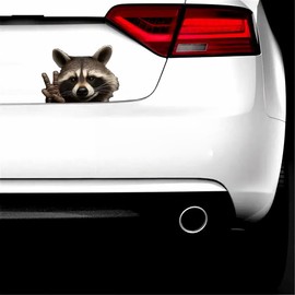 Generic Raccoon Car Decal - Cute Peeking Window Sticker, Peace Sign Gesture Vinyl Bumper car Sticker for Window, Bumper,Truck Sticker (6 Inch)