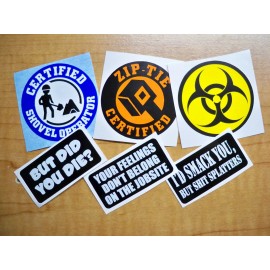 Unbranded/Generic Funny Hard Hat Stickers / Shovel Biohazard Ziptie Certified But Did You Die Job