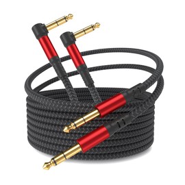 IALEGANT 1/4 Inch Cable TRS Guitar Cable 10 ft 2-Pack, Instrument Cable Guitar AMP Cord Straight to Right Angle 6.35mm Male to Male Stereo Audio Cable for Electric Guitar, Bass, Amplifier, etc.