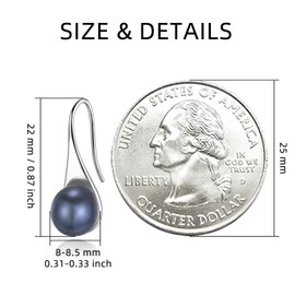 Pearl Earrings For Women, 925 Sterling Silver Freshwater Cultured Pearl Drop Dangle Hook Earring Jewelry (Long White Gold Plated Sterling Silver, 0.31-0.33 inches)
