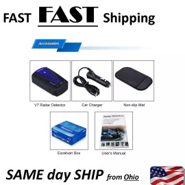 UN brand V7 Radar 360° 16 Band Radar Detector Speed Safety Scanning - with Voice Alert