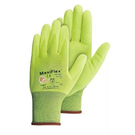 PIP 34-874FY MaxiFlex Ultimate HI VIS Micro Foam Nitrile Grip WORK GLOVES 3 PR - Small