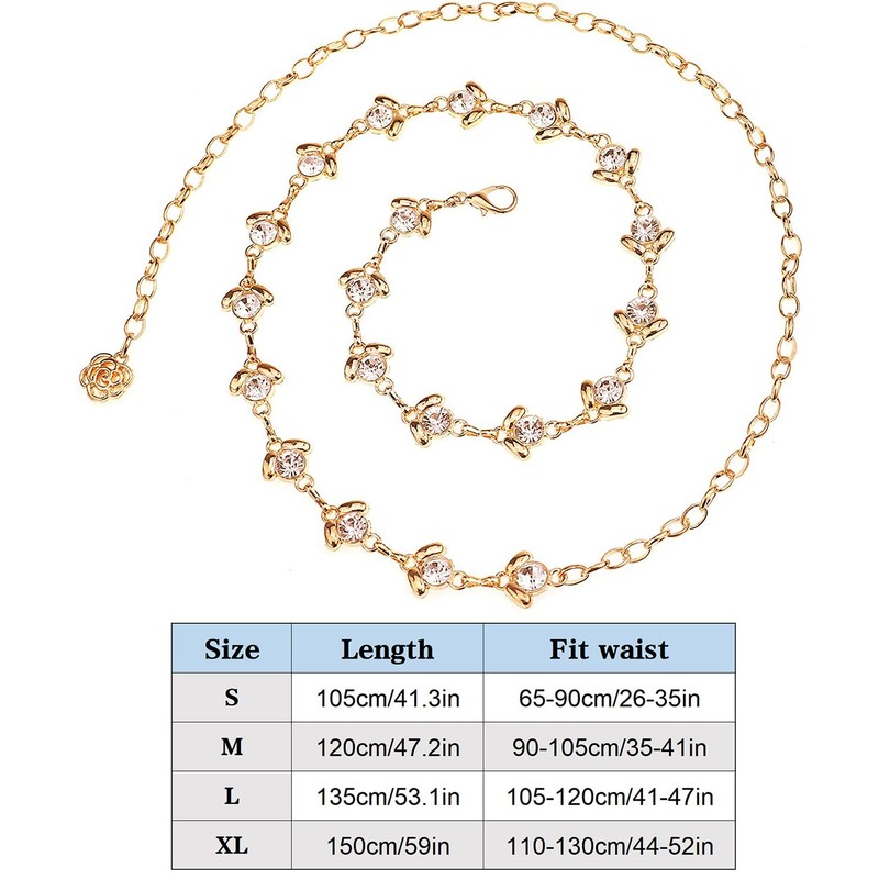Suyi Gold Chain Belts for Women Rhinestone Waist Chain for