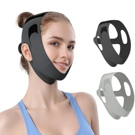 Yakiter 2Pcs Faja Papada Facial Lifting,Reutilizable Faja para Papada Mujer,para Reduce los Ronquidos,Moldear el Rostro,Moldear la Mandíbula,Eliminar 