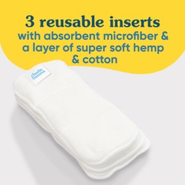 Charlie Banana Baby Super Absorbent Deluxe Reusable and Washable Fleece Inserts for Cloth Diapers, Newborn/Booster Size, 3 Pack