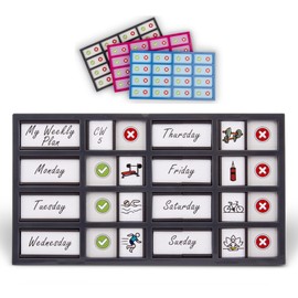 Customizable Checklist Board, Habit Tracker, and Chore Chart for Kids and Adults | Stay Organized with Daily Routines, Fitness, Self-Care, and Pet Care, For Fridge & Hang On Wall (Grey)