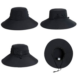 TOP-EX XL/XXL Men's Sun Hat with Wide Brim UPF 50+ & Waterproof, Large Outdoor Summer Hats for Hiking, Trekking, Fishing, Camping, Sailing, Foldable, Adjustable, Breathable, TX702_Black