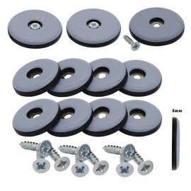 Goodway Pack of 16 Teflon Gliders, Furniture Glides, Floor Protection, Grey, Diameter 22 mm, - 5 mm Thick Including Screw 3.5 mm x 20 mm, PTFE Coating, Teflon Gliders, Furniture Gliders