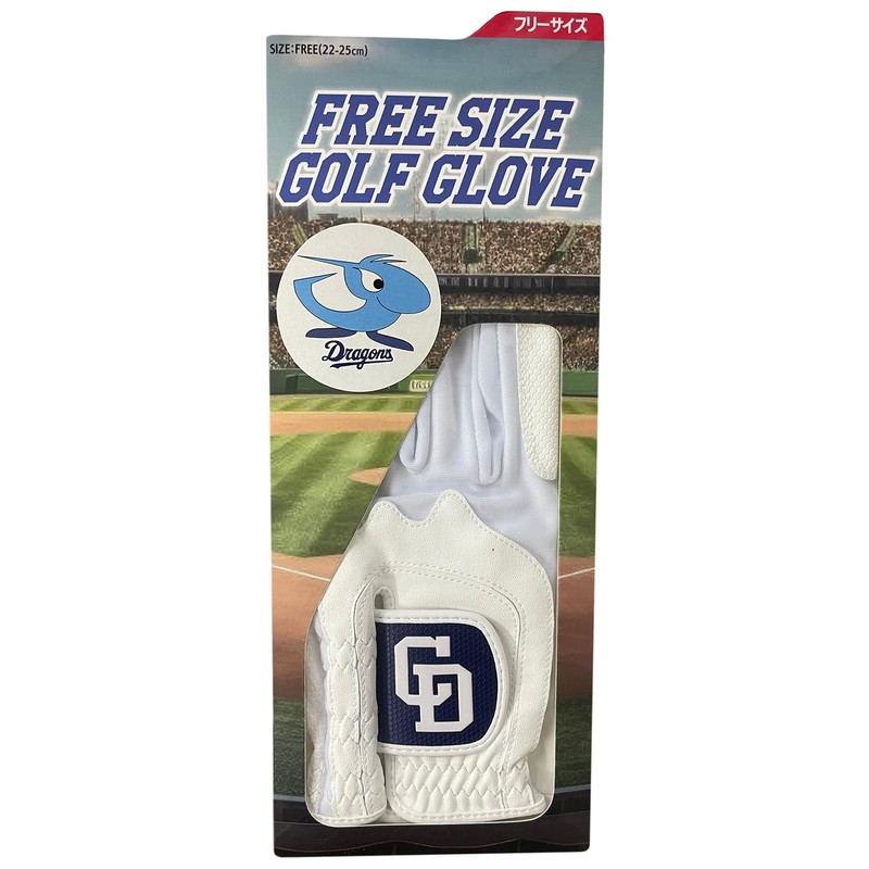 LEZAX Chunichi Dragons CDGL-4607 Golf Gloves, Left Hand, White