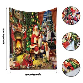 Christmas Cuddly Blanket 150 x 200 cm, Sofa Blanket Christmas, Soft Warm Winter Fleece Blanket Christmas for Adults (150 x 200 cm, B)