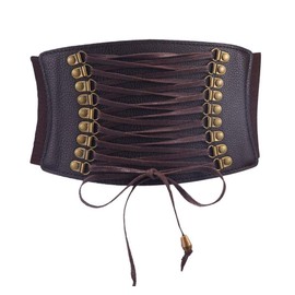 VOCHIC Womens PU Leather Belt High Waist Cincher Belt Corsets for Waist Training Wide Belt Coffee