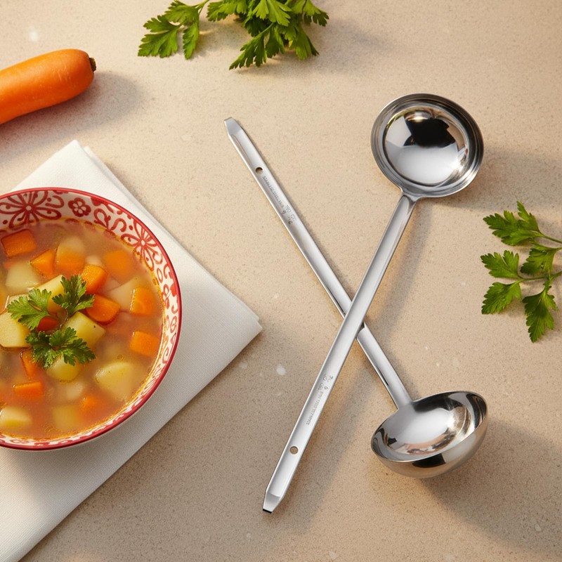 6 Pcs Stainless Steel Ladle Soup Handle Ladle with Long