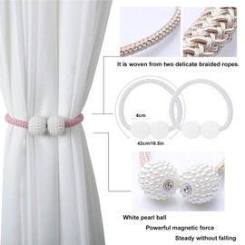 jiuhao Magnetic Curtain Tiebacks Curtain Clips Rope Holdbacks for Home Office Decoration Grey Pack of 4