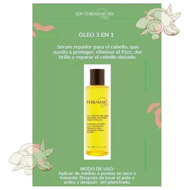 Terramar 3pack Aceite Tratamiento 3en1 Para El Cabello