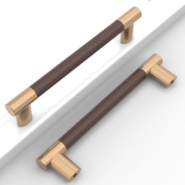 Coinkoly 10 Pack Brown and Champagne Bronze 5 Inch(128mm) Hole Center Knurled Kitchen Cabinet Handles Cabinet Pulls Kitchen Drawer Pulls Finish 6" Hardware Handles Bathroom Cabinets Handles