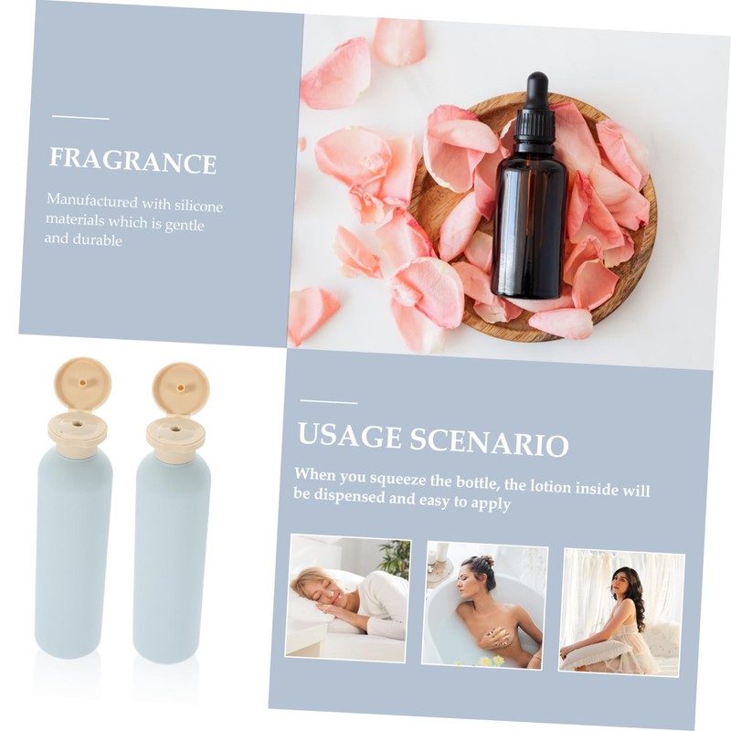 MERRYHAPY 4pcs Refillable Plastic Shampoo Bottles with Flip Lids 260ml