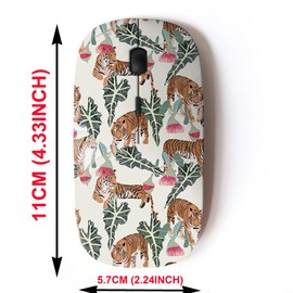 mouse inalámbrico 2.4G con bonito diseño de patrón para todas las computadoras portátiles y computadoras de computadora con nanorreceptor - Animal exótico Tiger Jungle