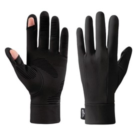 SunGoddy Inner Gloves for Biking, Sweatproof, Thin, Quick Drying, Stretchable, Ultra Lightweight, Touch Panel Compatible, Anti-Slip, Waterproof, Windproof, Cold Protection, Climbing, Fishing, Commuting to Work, Skiing, Winter Use, For Men and Women, Blac