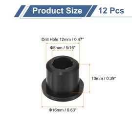 uxcell 12Pcs Rubber Grommets 12mm Drill Hole, 8mm ID Hole Top Hat Grommet Black Silicone Rubber Hole Plug Gasket for Wiring, Automotive