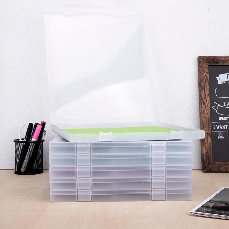 Scrapbook Paper Storage, 6 Pack Stackable Plastic File Storage Box
