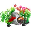 ZHABAYEN 10PCS Fish Tank Decorations Aquarium Plants with Ceramic Cave