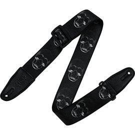 Levy's Leathers Guitar Strap MPD2-112 Prints Polyester With Leather Ends 2" - Black Withhite Skull