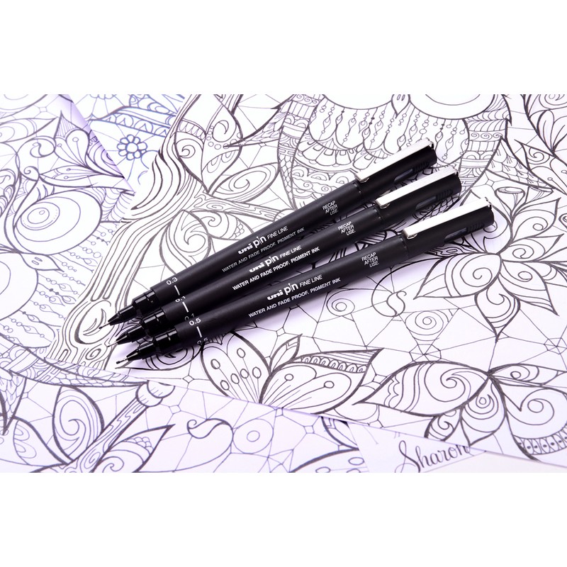 uni-ball PIN Black Felt Tip Pen Fineliners, Water and Fade-Resistant
