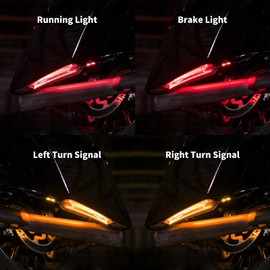 Motorcycle Saddlebag Side Light Extended LED Turn Signals Running Brake Light Fit for Harley Touring Road Glide Electra Glide Street Glide Road King 2014-2023, Saddlebag Side Light LED Gray Lens